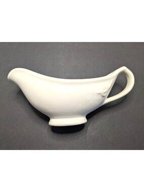 Ironstone Tepco Gravy Sauce Boat Pour Spout  Handle White Made In USA Vintage